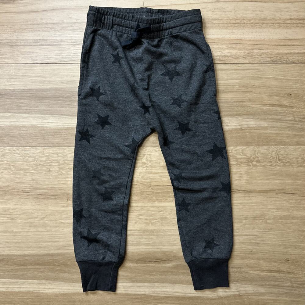 Kind Is Cool Charcoal with Black Stars Drop Crotch Pants